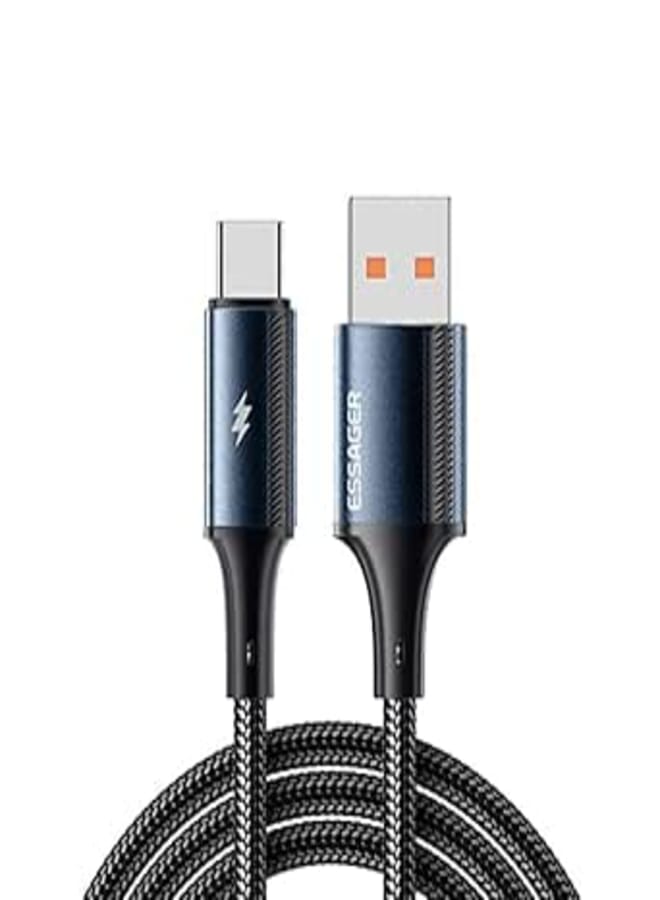 كابل شحن مي توربو من USB-A إلى USB-C من إيساجر 6A 120W - مضفر نايلون - مصمم لشيومي (شيومي، ريدمي، بوكو، بلاك شارك) يدعم سامسونج، هواوي، الأجهزة اللوحية، الباور بانك والمزيد (أزرق، 1 متر)